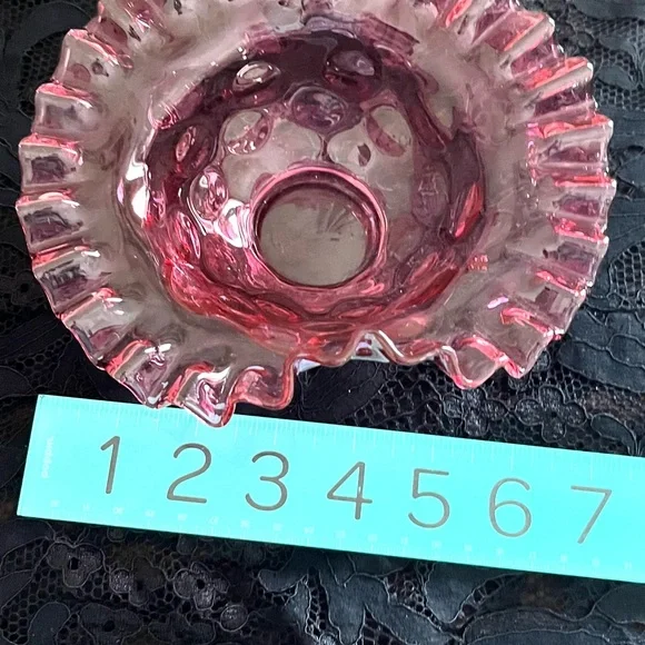 Vintage Fenton cranberry glass bride's basket bowl - Picture 9 of 10